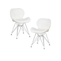 Набор 2 шт Стул обеденный DOBRIN BUTTERFLY CHROME, ножки хром, цвет белый