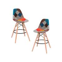 Набор 2 шт Стул барный DOBRIN DSW BAR, ножки светлый бук, цвет сиденья мозаика