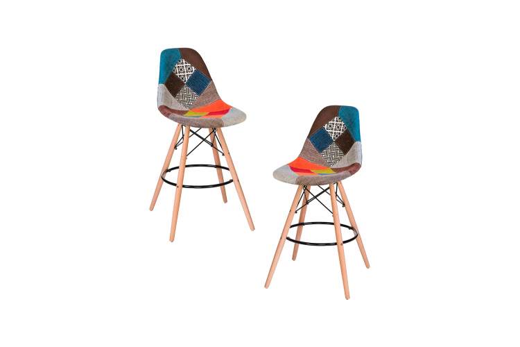 Набор 2 шт Стул барный DOBRIN DSW BAR, ножки светлый бук, цвет сиденья мозаика