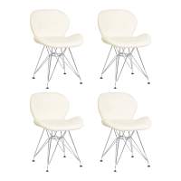 Набор 4 шт Стул обеденный DOBRIN BUTTERFLY CHROME, ножки хром, цвет кремовый