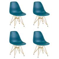 Набор 4 шт Стул обеденный DOBRIN DSR, ножки золотые, цвет морской волны (G-05)