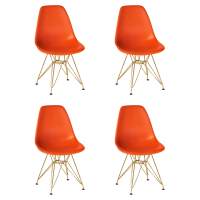 Набор 4 шт Стул обеденный DOBRIN DSR, ножки золотые, цвет оранжевый (O-02)