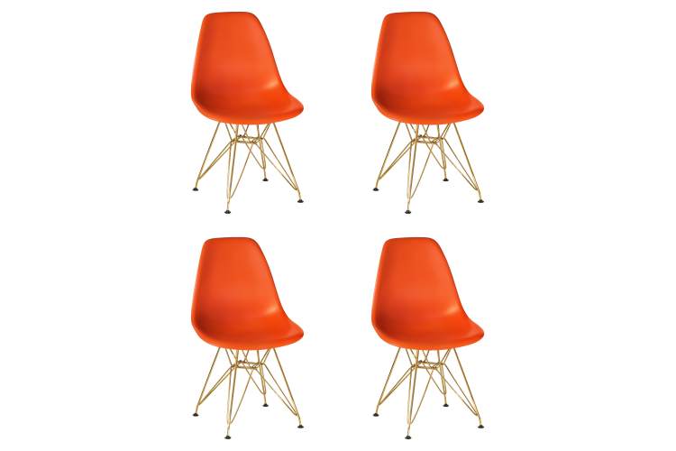 Набор 4 шт Стул обеденный DOBRIN DSR, ножки золотые, цвет оранжевый (O-02)