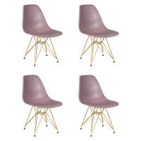 Набор 4 шт Стул обеденный DOBRIN DSR, ножки золотые, цвет сиреневый (P-04)