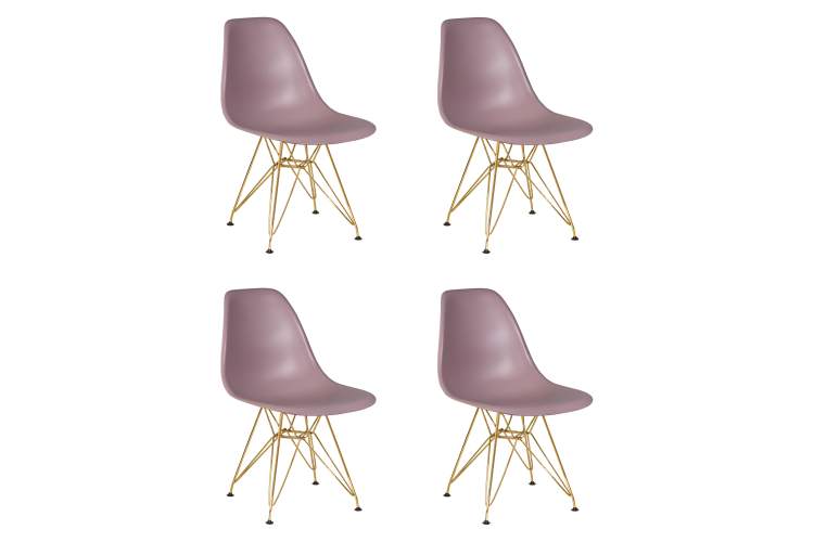 Набор 4 шт Стул обеденный DOBRIN DSR, ножки золотые, цвет сиреневый (P-04)