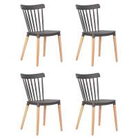 Набор 4 шт Стул обеденный DOBRIN THEO, ножки светлый бук, цвет темно-серый (GR-04)