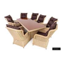 Комплект плетеной мебели МОККА SAN MARINO (стол обеденный, 8 кресел), Бежевый