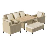 Комплект плетеной мебели MOKKA BELLA большой, соломенный пластиковый