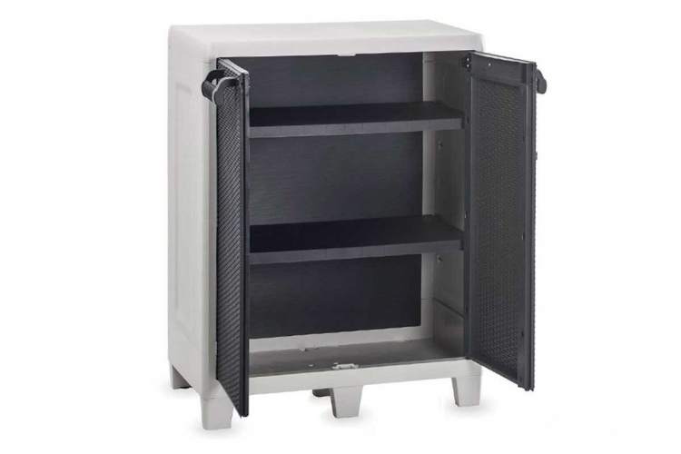 Уличный шкаф TOOMAX 2х дверный глубокий SANTORINI XL (2 полки), светло-серый/антрацит-1