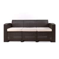 Rattan premium, диван трехместный, венге (3-х местная подушка) пластиковый