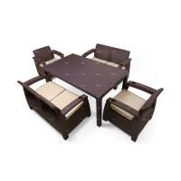 Уличный обеденный набор мебели с диваном Family Ялта TWEET на 6 персон пластиковый