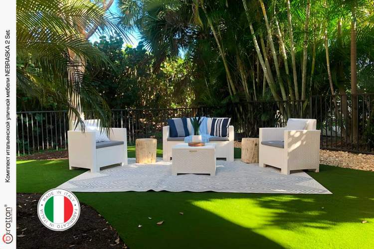 Набор итальянской мебели NEBRASKA 2 Set (диван, 2 кресла и стол), белый-14