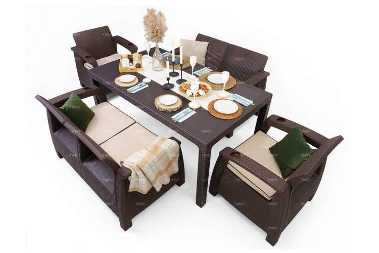 Уличный обеденный набор мебели с диваном Family Ялта TWEET на 6 персон-1