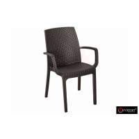 Стул B:rattan INDIANA с подлокотниками, коричневый пластиковый