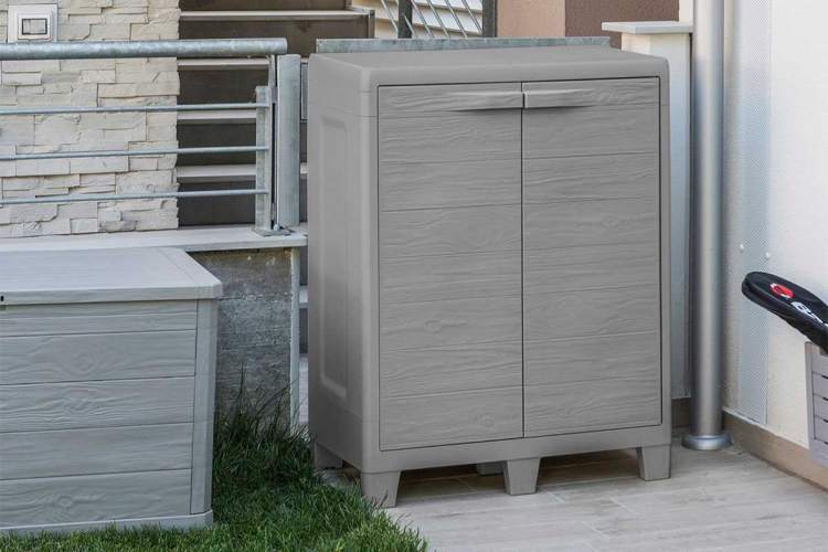 Уличная тумба TOOMAX 2х дверная глубокая WOODY'S XL (2 полки), светло-серый-2