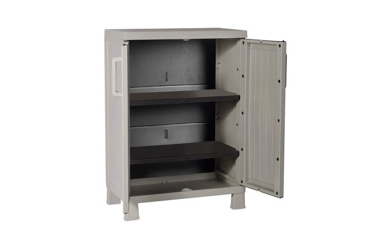 Уличный шкаф TOOMAX 2х дверный глубокий WOOD MIDI (2 полки), тёпло-серый-2