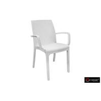 Стул B:rattan INDIANA с подлокотниками, белый пластиковый