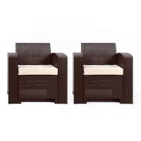 Rattan premium, комплект из 2-х кресел в цвете венге с подушками пластиковый
