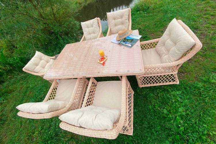 Плетеная мебель для террасы MOKKA VILLA ROSA (на 6 персон) + 12 подушек-1