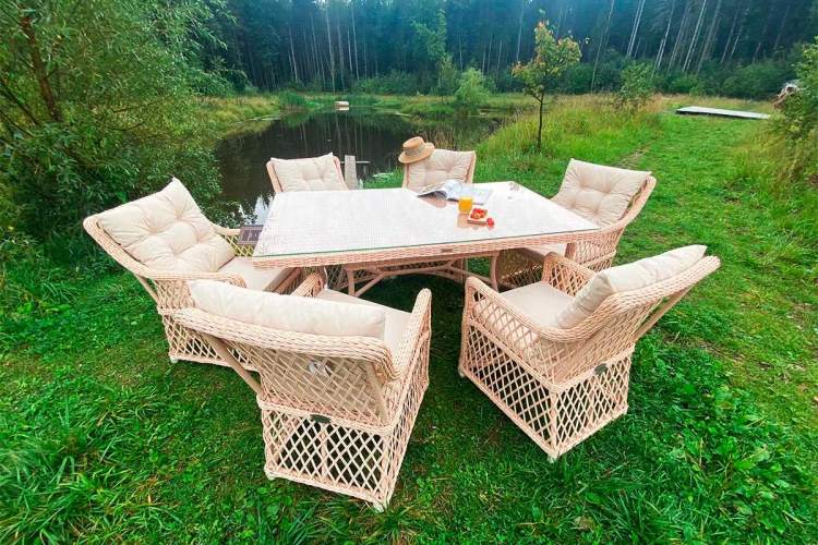 Плетеная мебель для террасы MOKKA VILLA ROSA (на 6 персон) + 12 подушек-2