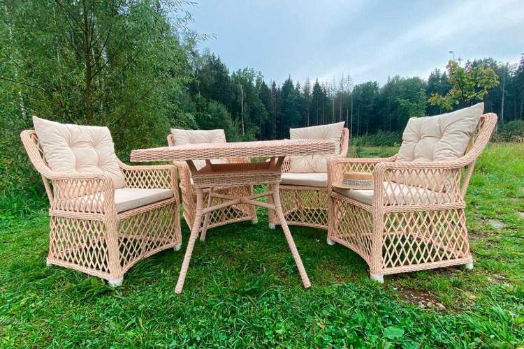 Плетеный комплект мебели MOKKA VILLA ROSA (4 персоны) + 8 подушек-3