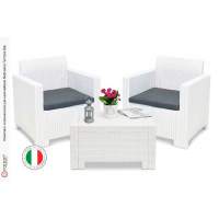 Комплект мебели NEBRASKA TERRACE Set (стол, 2 кресла), белый пластиковый