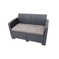 Диван двухместный b:rattan Arizona, антрацит (2-х местная подушка) пластиковый