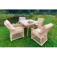 Плетеный комплект мебели MOKKA VILLA ROSA (4 персоны) + 8 подушек