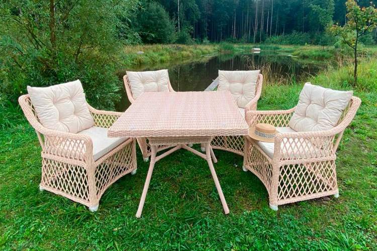 Плетеный комплект мебели MOKKA VILLA ROSA (4 персоны) + 8 подушек-4