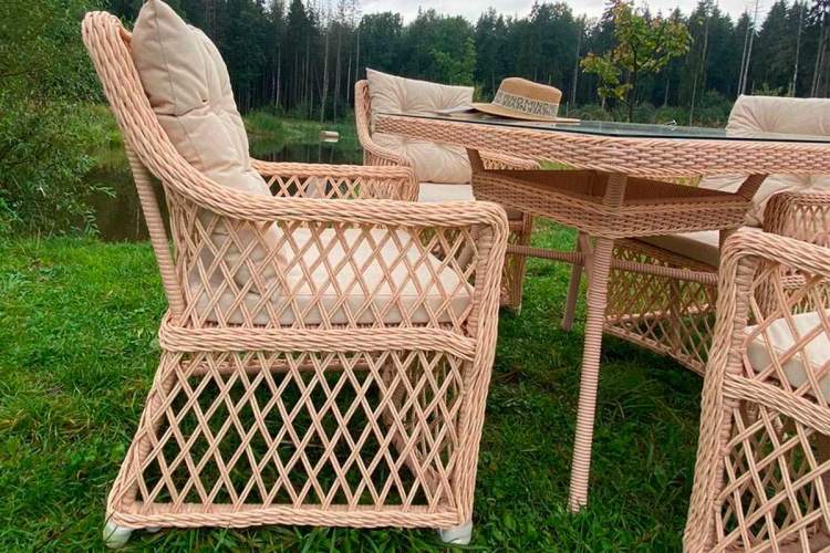 Плетеный комплект мебели MOKKA VILLA ROSA (4 персоны) + 8 подушек-5