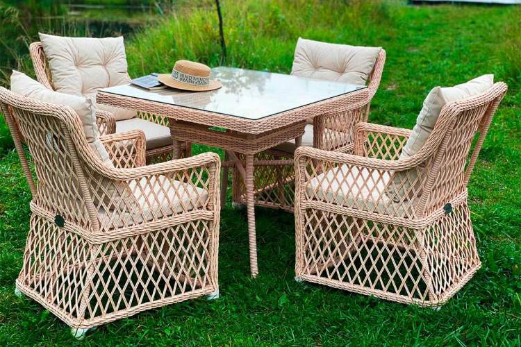 Плетеный комплект мебели MOKKA VILLA ROSA (4 персоны) + 8 подушек-2