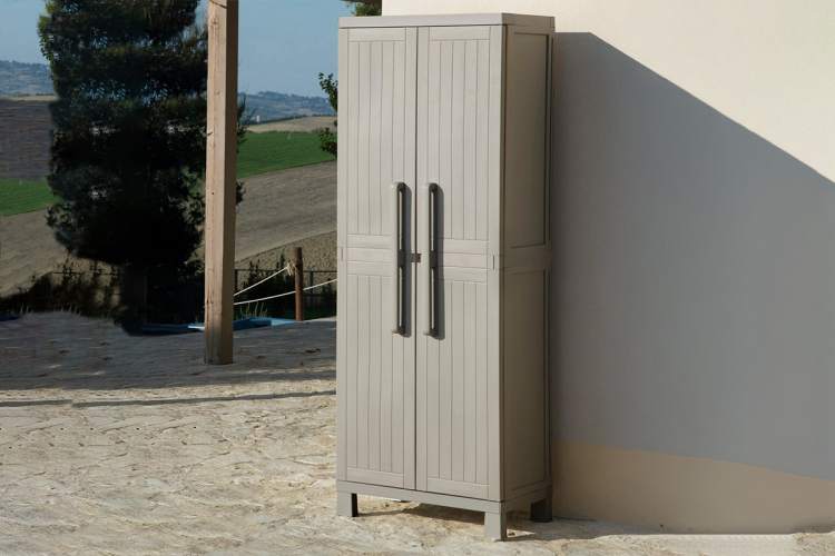 Уличный шкаф TOOMAX 2х дверный WOOD MIDI с отсеком для хранения инвентаря (4 полки)-1