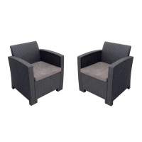 Кресло (2шт.) b:rattan Arizona, антрацит (2 подушки) пластиковый