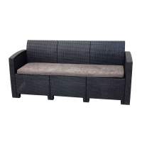 Диван трехместный b:rattan Arizona, антрацит (3-х местная подушка) пластиковый