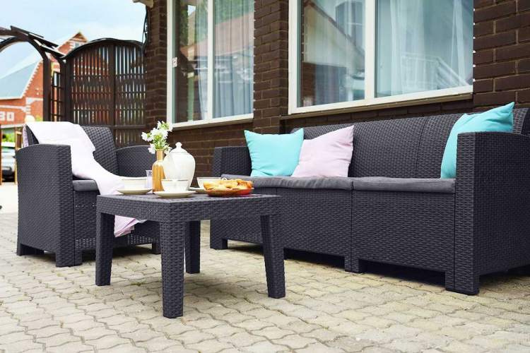 Диван трехместный b:rattan Arizona, антрацит (3-х местная подушка)-1