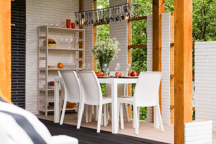 Комплект пластиковой мебели Bica VIRGINIA, 6 стульев + 1 стол, белый-1