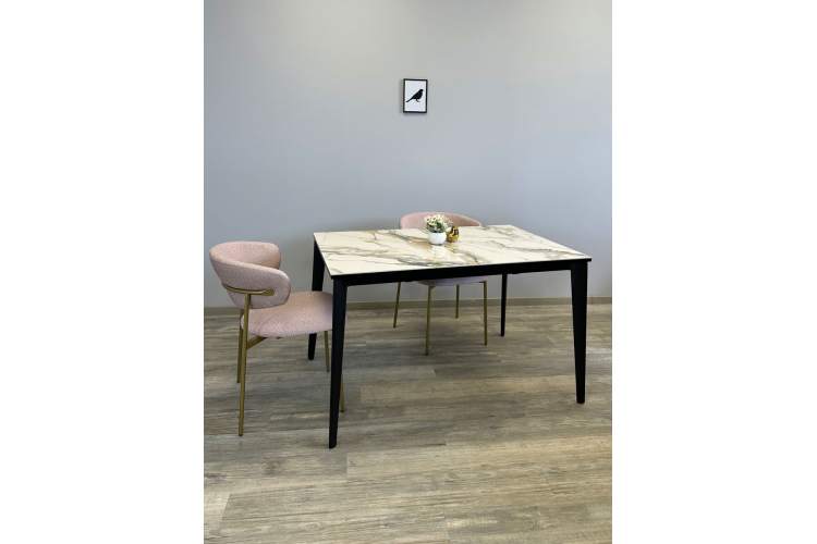 Стол KENNER KR1200 черный/керамика мрамор золотой глянец-1