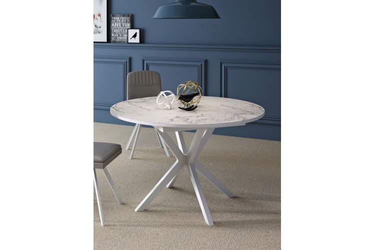 Стол KENNER B1300 белый/стекло камень белый сатин-1