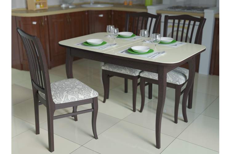 Стол KENNER 1200С венге/стекло белое сатин-1