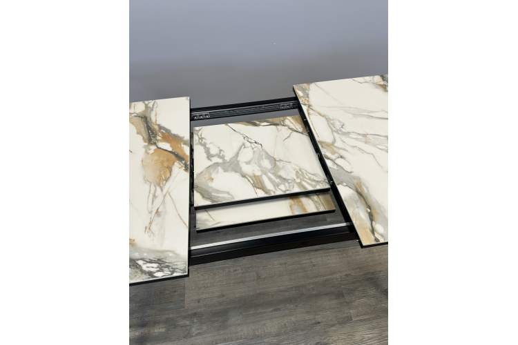 Стол KENNER KR1200 черный/керамика мрамор золотой глянец-8