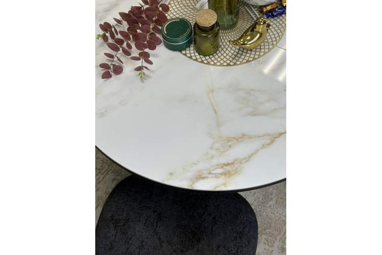 Стол Kenner R1100s, черный/керамика мрамор белый глянец-6