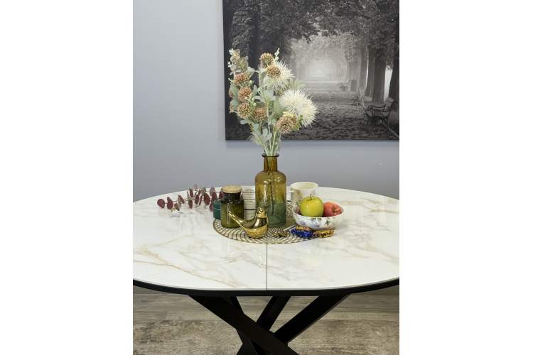 Стол Kenner R1100s, черный/керамика мрамор белый глянец-8