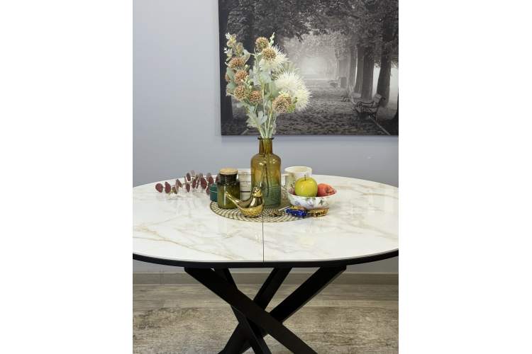 Стол Kenner R1100s, черный/керамика мрамор белый глянец-9