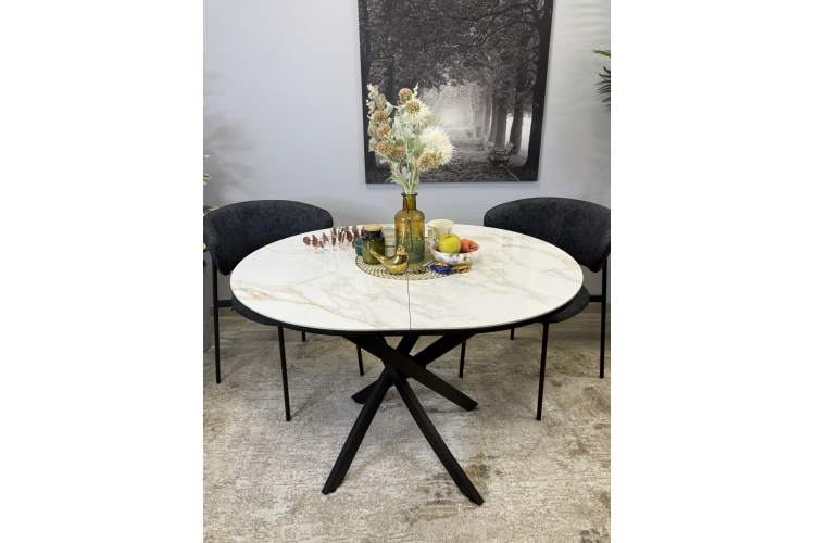 Стол Kenner R1100s, черный/керамика мрамор белый глянец-13