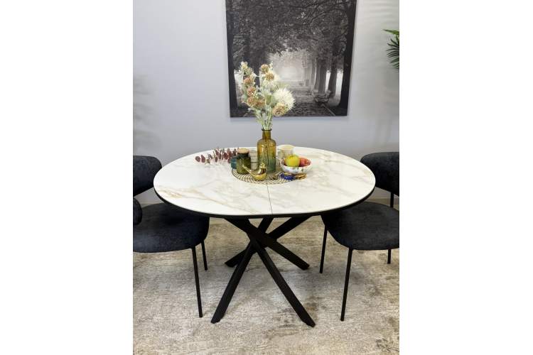 Стол Kenner R1100s, черный/керамика мрамор белый глянец-14