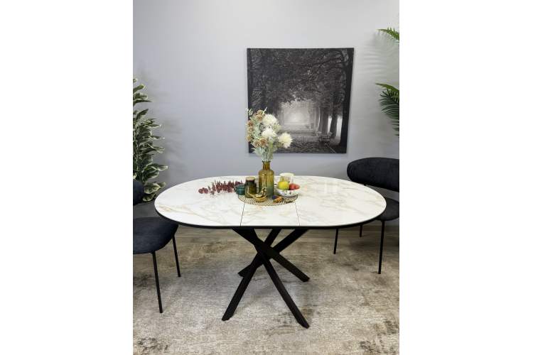 Стол Kenner R1100s, черный/керамика мрамор белый глянец-16