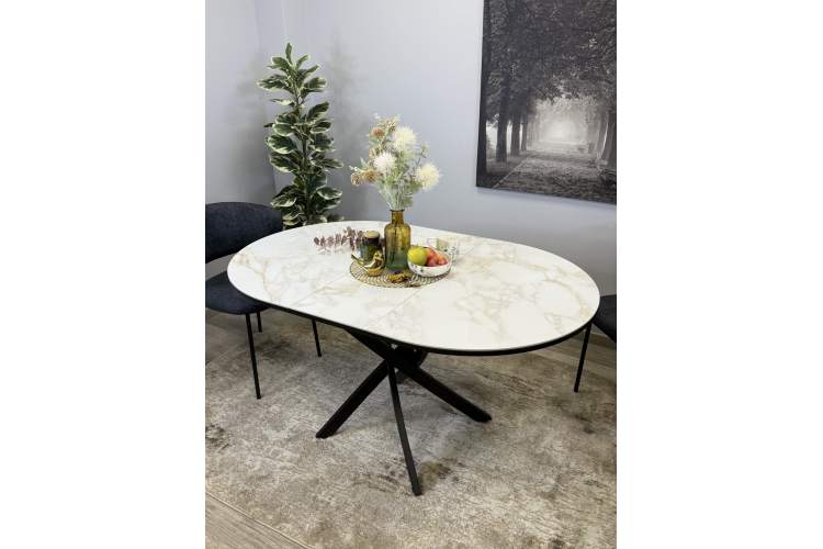 Стол Kenner R1100s, черный/керамика мрамор белый глянец-17