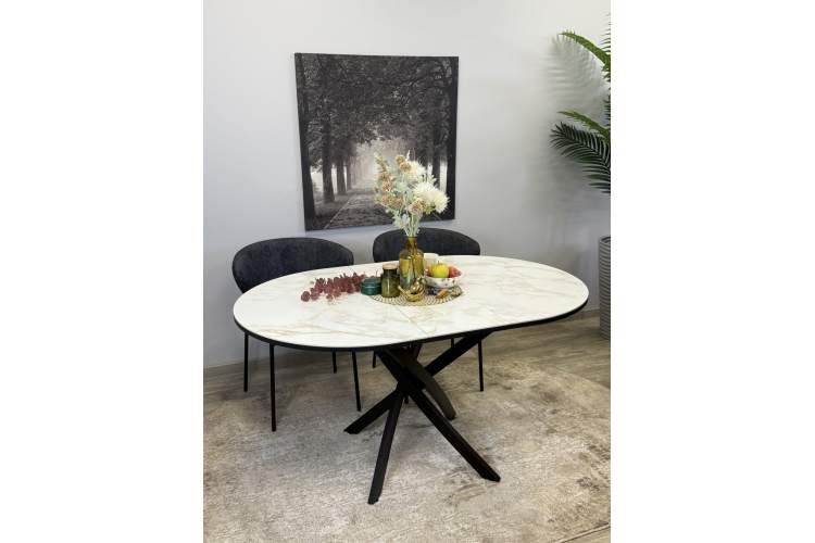 Стол Kenner R1100s, черный/керамика мрамор белый глянец-18