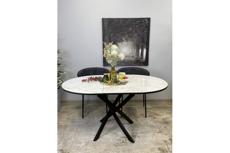 Стол Kenner R1100s, черный/керамика мрамор белый глянец-19