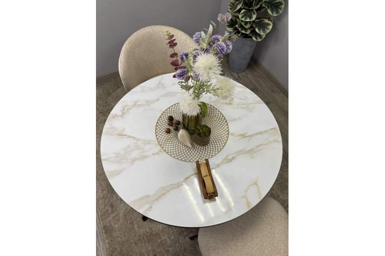 Стол KENNER RR900 черный/керамика мрамор белый глянец-2